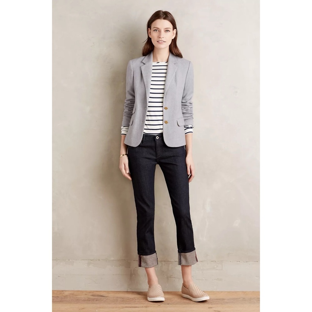 AG Anthropologie Exclusive Stevie Cuffed Slim Straight Black Jeans